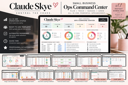Claude Skye Small Business Ops Command Center digital operations spreadsheet